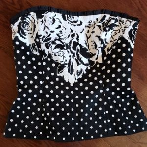 Floral and Poka Dot Bodice Corset Top